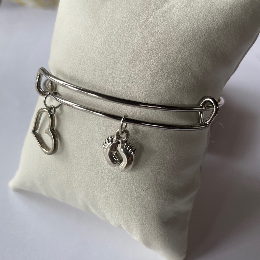 Silver Charm Bangle Bracelet